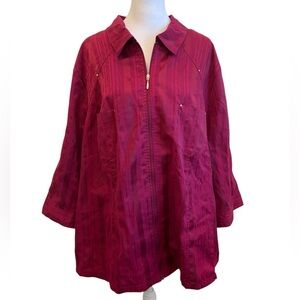 New 2X Liz & Me for Catherines Cranberry Pink Zippered Shirt Jacket